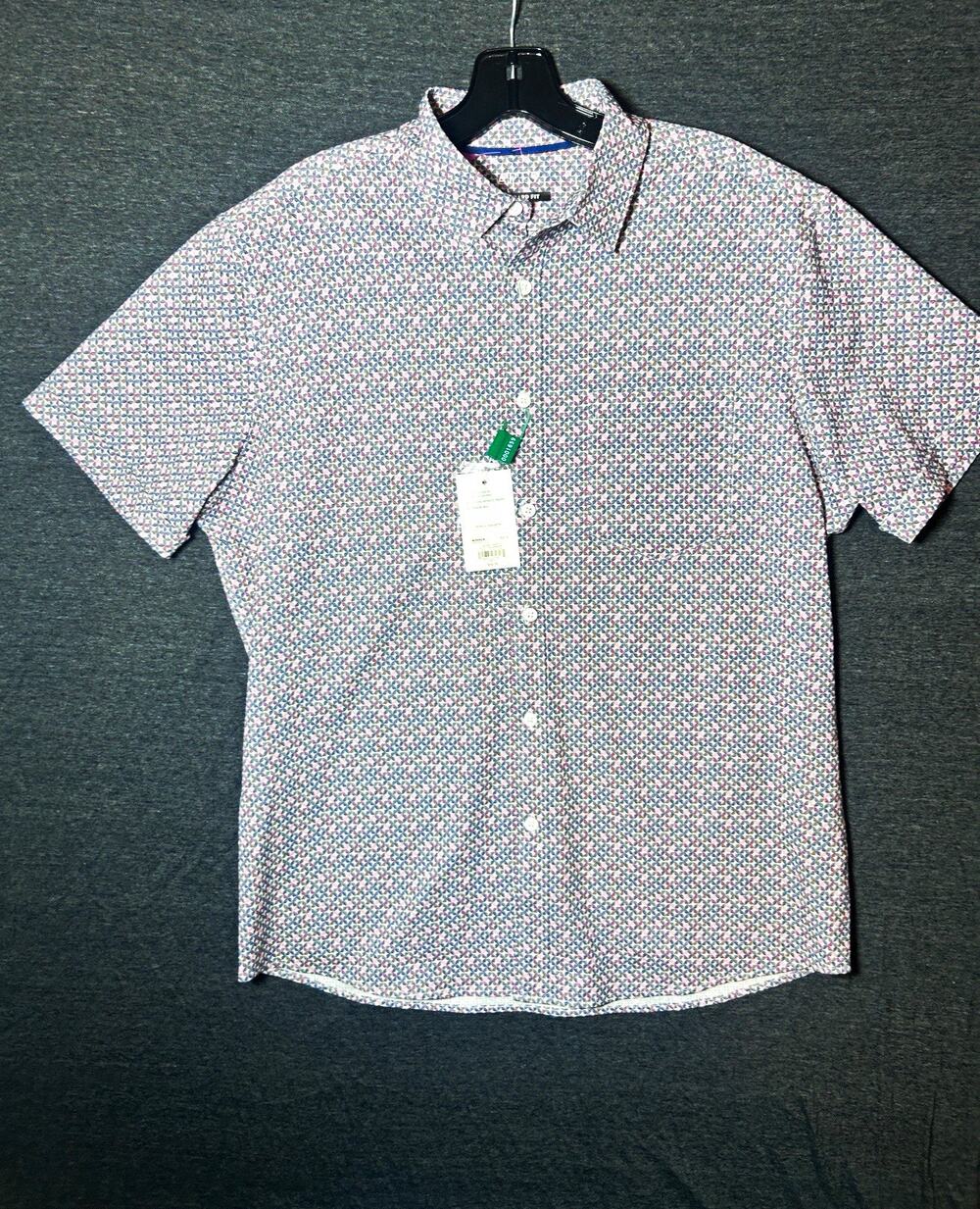 Apt. 9 Men’s Standard Fit Short Sleeve Geometric Button-Up Shirt Size M